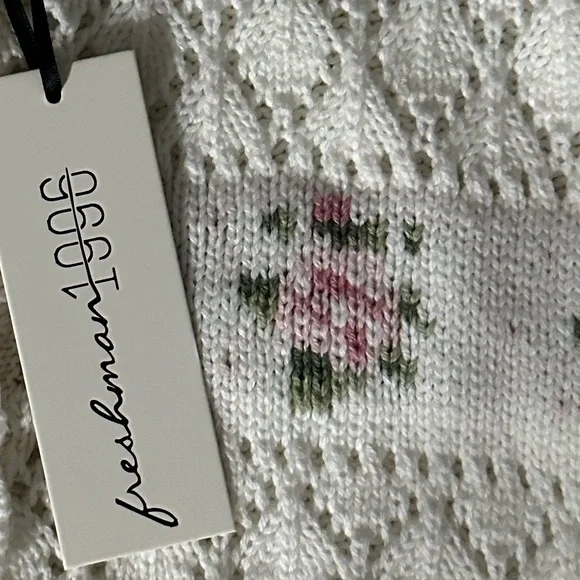 Chic White and Pink Floral Cardigan - Picture 8 of 9